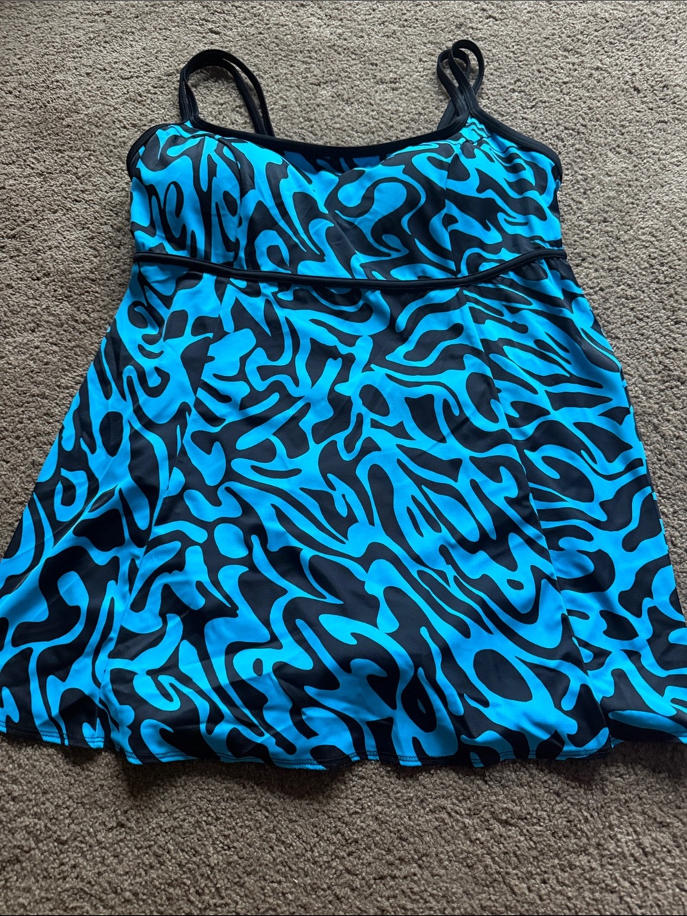 Women’s Blue and Black Printed Swim 18W swim Dress NWT